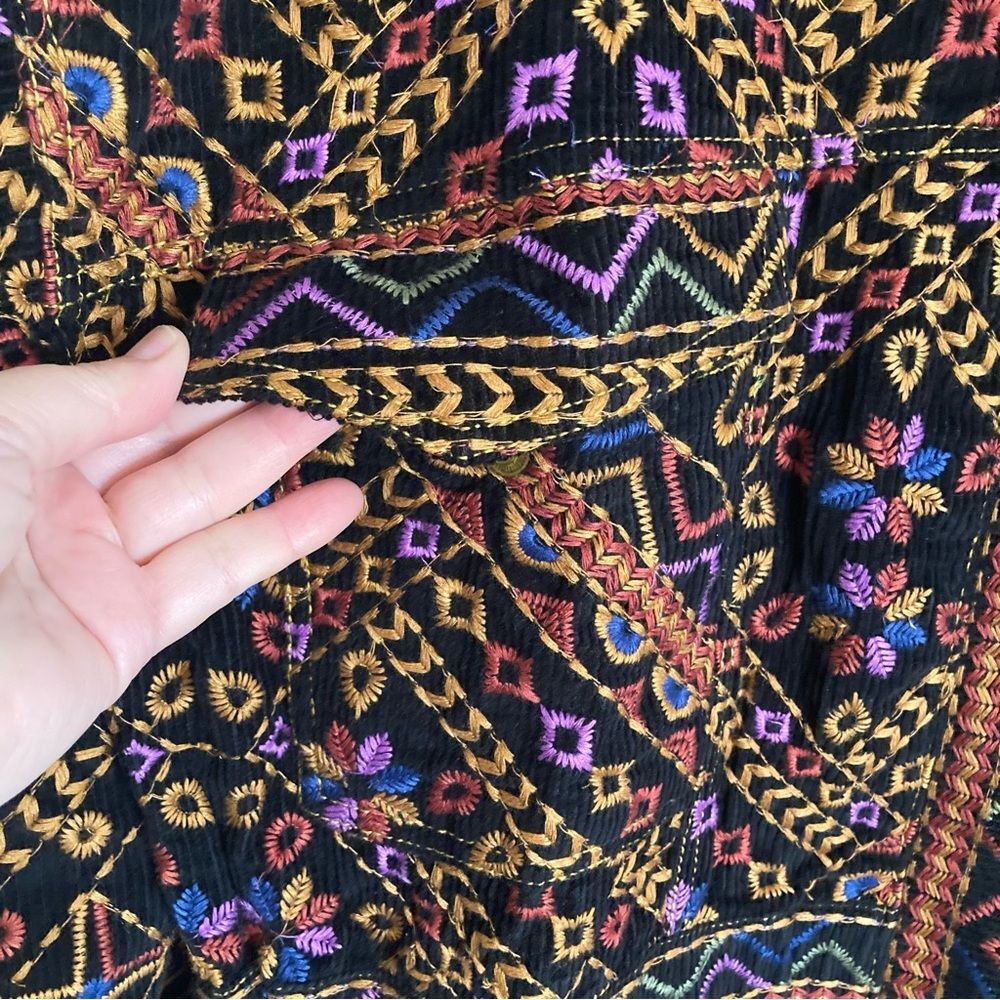 NEW RARE FARM Rio Embroidered Long Sleeve Jumpsuit Corduroy Floral Black $495 XL - Picture 12 of 16